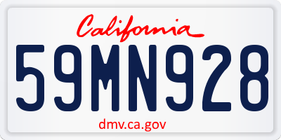 CA license plate 59MN928