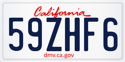 CA license plate 59ZHF6