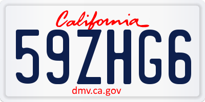 CA license plate 59ZHG6