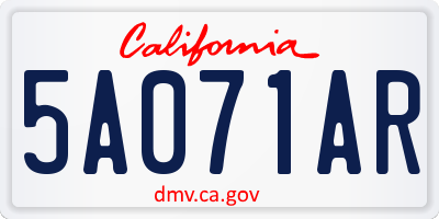 CA license plate 5A071AR