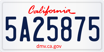 CA license plate 5A25875