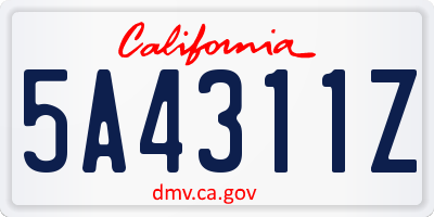 CA license plate 5A4311Z