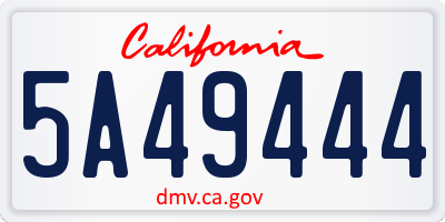 CA license plate 5A49444