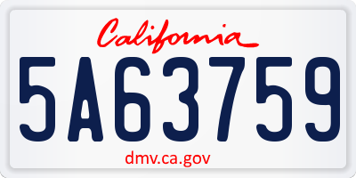 CA license plate 5A63759