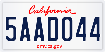 CA license plate 5AADO44