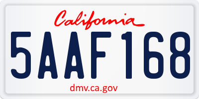 CA license plate 5AAF168