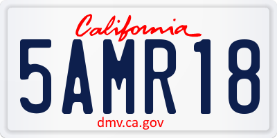 CA license plate 5AMR18