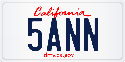 CA license plate 5ANN