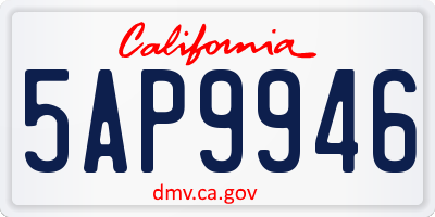 CA license plate 5AP9946