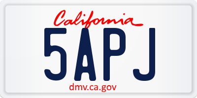 CA license plate 5APJ