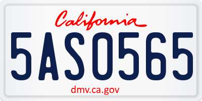 CA license plate 5AS0565