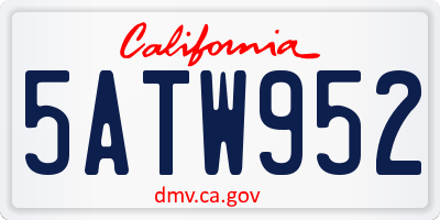 CA license plate 5ATW952