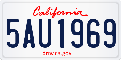 CA license plate 5AU1969