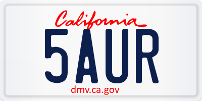 CA license plate 5AUR