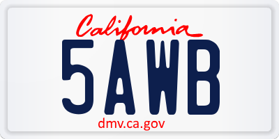 CA license plate 5AWB