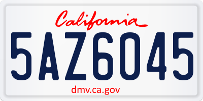 CA license plate 5AZ6045