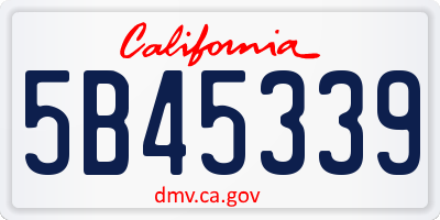 CA license plate 5B45339