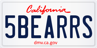 CA license plate 5BEARRS