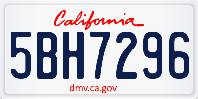 CA license plate 5BH7296