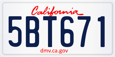 CA license plate 5BT671