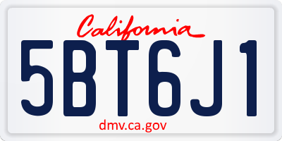 CA license plate 5BT6J1