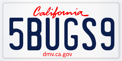 CA license plate 5BUGS9