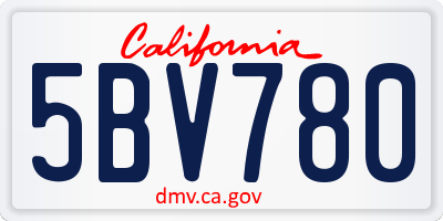 CA license plate 5BV780