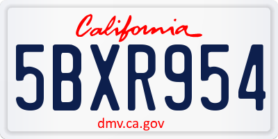 CA license plate 5BXR954