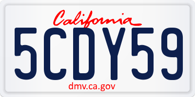 CA license plate 5CDY59