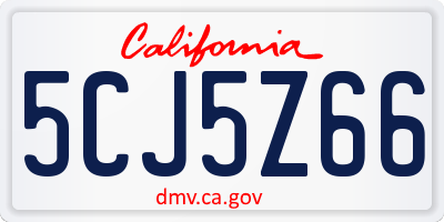 CA license plate 5CJ5Z66