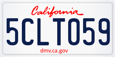 CA license plate 5CLT059