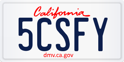 CA license plate 5CSFY