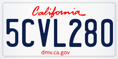 CA license plate 5CVL280