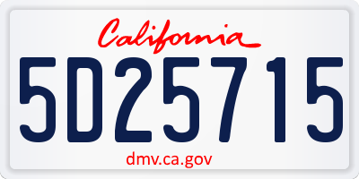 CA license plate 5D25715