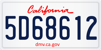 CA license plate 5D68612