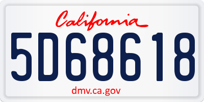 CA license plate 5D68618