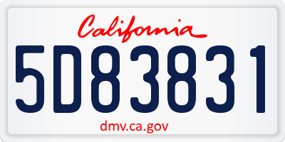 CA license plate 5D83831