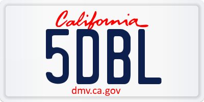 CA license plate 5DBL