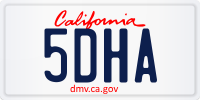 CA license plate 5DHA