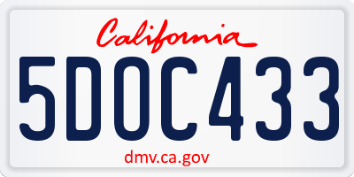 CA license plate 5DOC433
