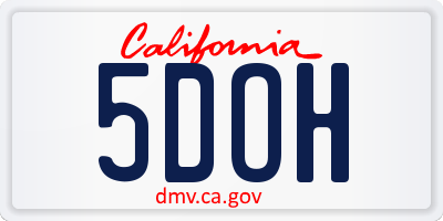 CA license plate 5DOH