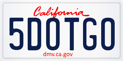 CA license plate 5DOTGO