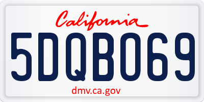 CA license plate 5DQBO69