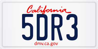 CA license plate 5DR3