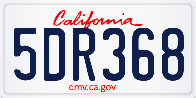 CA license plate 5DR368