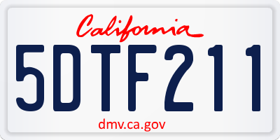 CA license plate 5DTF211