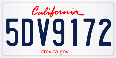 CA license plate 5DV9172