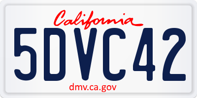 CA license plate 5DVC42