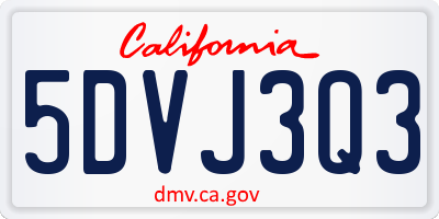 CA license plate 5DVJ3Q3