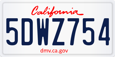 CA license plate 5DWZ754